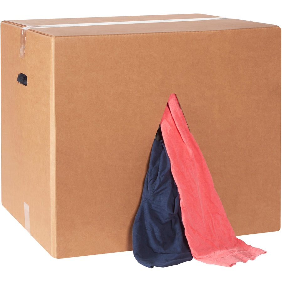 Industrial-grade colored rags made from durable cotton/polyester blend in a 50 lb. case (440 count). Perfect for machine shops, garages, and manufacturing facilities needing cost-effective cleaning solutions. Built to handle heavy-duty wiping, degreasing, and maintenance tasks.
