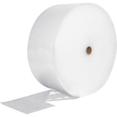 Wrap fragile items securely without tape or residue using this 3/16" cohesive bubble roll. Each bundle includes 4 rolls of 12" x 300' clear polyethylene, perforated every 12" for fast, clean tear-off. Perfect for e-commerce packers and shippers seeking efficient void fill and product protection.