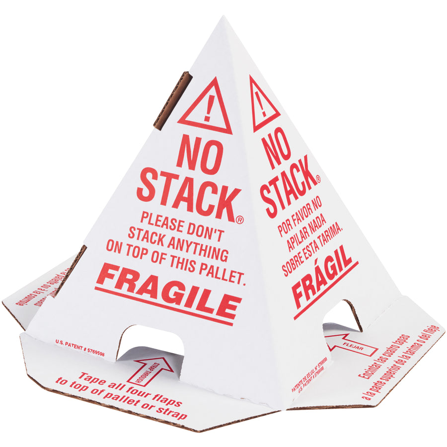 Prevent costly double stacking with Packrift's 8x8x10 corrugated pallet cones. Printed in English, French, and Spanish for LTL and freight operations. Ships flat for easy storage‚50 cones per case, made in the USA.