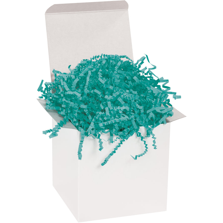 Premium 10 lb teal crinkle paper provides reliable void fill and cushioning for gift boxes, baskets, and industrial shipments. Vibrant zigzag strips offer visual appeal while protecting contents. Sold by the case‚bulk pricing available for high-volume packaging needs.