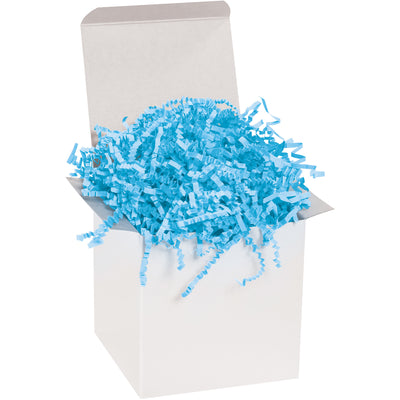 Professional-grade sky blue crinkle paper delivers reliable void fill, cushioning, and visual appeal in a convenient 10 lb case. This durable paper padding works as standalone packaging or layering material for gift boxes, baskets, and shipments. Perfect for businesses seeking cost-effective, compliant wrapping solutions.