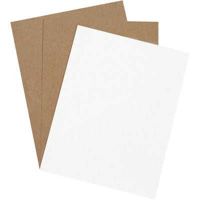 Protect your shipments with durable 8.5x11 white chipboard pads–22 point fibreboard construction resists box cutter damage and reinforces carton tops. Ideal for envelope stiffening and package protection. Sold by the case (960 pads per case) for maximum value.