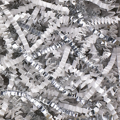Premium 10 lb case of white and silver metallic blend crinkle paper delivers reliable void fill and protective cushioning for industrial packaging. The two-tone metallic effect combines functionality with professional aesthetics. Ideal for businesses seeking cost-efficient, lightweight padding that meets shipping compliance standards.