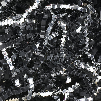 Premium black and silver metallic crinkle paper delivers professional void fill and cushioning protection in a convenient 10 lb case. This two-tone metallic blend combines durability with aesthetic appeal, making it ideal for shipping, gift baskets, and retail packaging. Cost-efficient padding solution that meets shipping compliance standards.