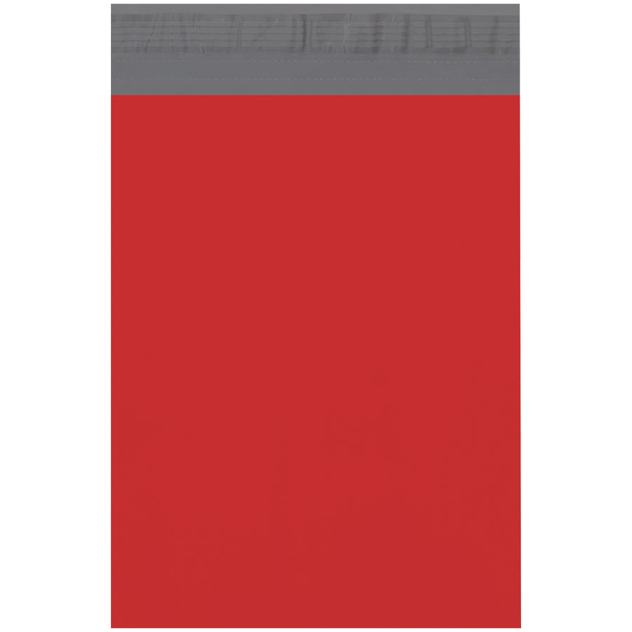 Professional 10x13 red poly mailers designed for e-commerce brands who demand durability and visual impact. Each 2.5 mil polyethylene mailer features self-seal closure, puncture resistance, and waterproof protection‚100 count per case. Silver inner lining accepts labels and stamps for seamless branding.