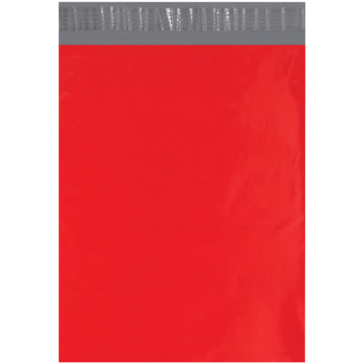 Professional red poly mailers combine eye-catching color with industrial durability. Each 12x15.5" self-seal mailing bag features 2.5 mil polyethylene construction with puncture, water, and tear resistance. Sold by the case of 100‚trusted by e-commerce brands for secure product presentation.