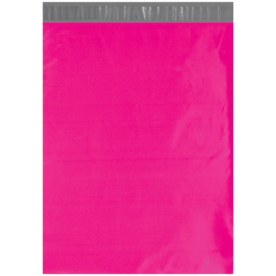 Stand out with vibrant pink self-seal poly mailers that protect products and impress customers. Each 14.5x19" mailer features 2.5 mil polyethylene construction with puncture, water, and tear resistance. Ships as a case of 100 ready to use.