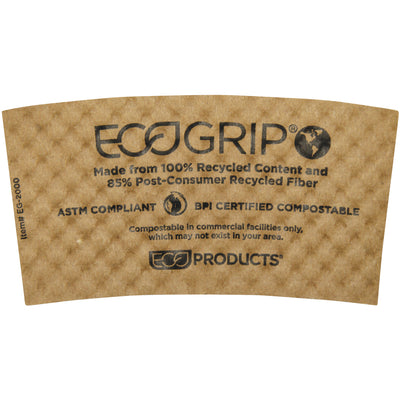 Packrift's brown kraft paper hot cup sleeves (5" x 2.5") fit 12-20oz cups and eliminate the need for double cupping‚cutting your per-cup costs significantly. Each case contains 1,300 disposable cup sleeves made from compostable material, offering superior hand protection while supporting your sustainability goals.
