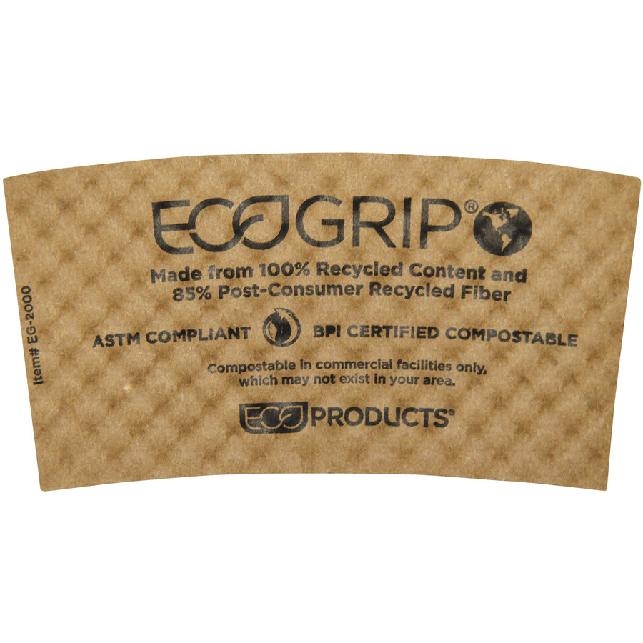 Packrift's brown kraft paper hot cup sleeves (5" x 2.5") fit 12-20oz cups and eliminate the need for double cupping‚cutting your per-cup costs significantly. Each case contains 1,300 disposable cup sleeves made from compostable material, offering superior hand protection while supporting your sustainability goals.