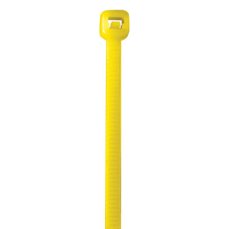 Industrial-grade 14" yellow cable ties with lock-tight, secure-hold design that won't move or loosen. Made from 50lb nylon for maximum durability in shipping, bundling, and storage applications. Sold in convenient cases of 1,000 units for cost-effective bulk packaging.