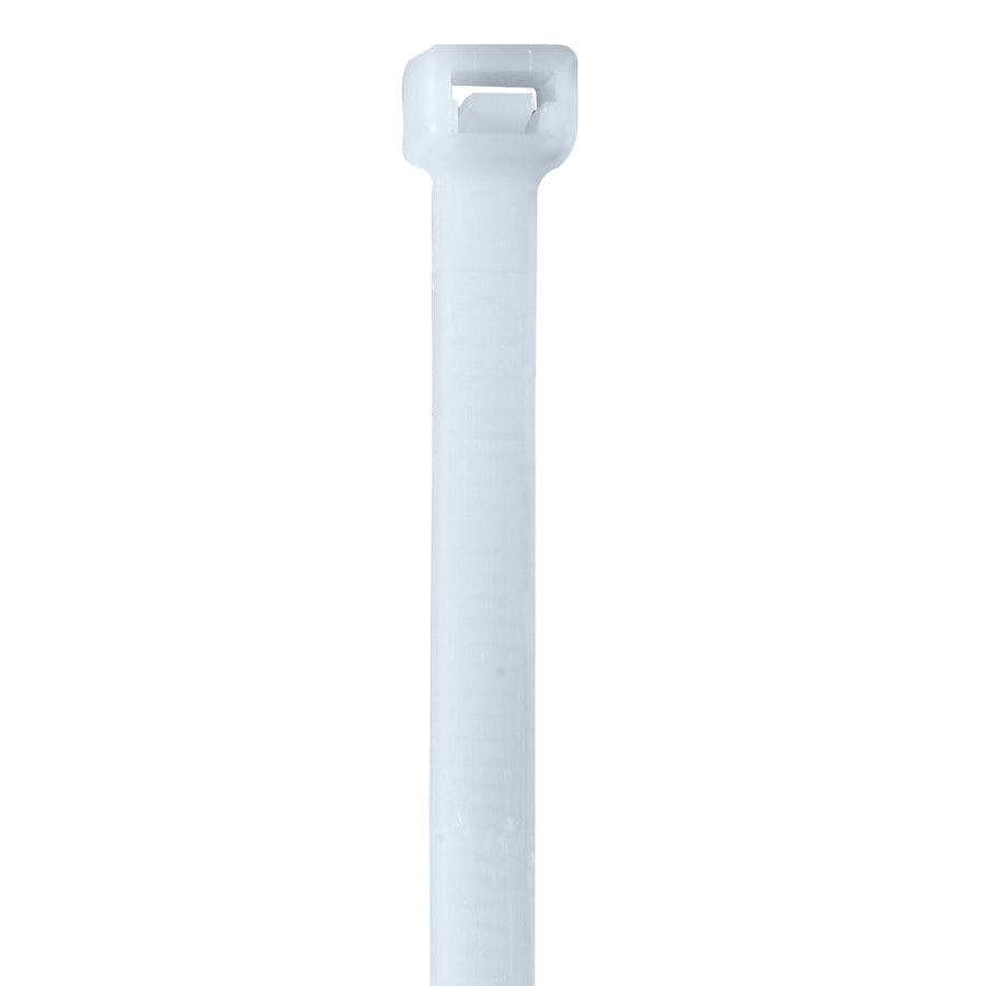 Heavy-duty 14" natural nylon cable ties with 80# strength that won't move or loosen under tension. Perfect for bundling cables, securing packages, and meeting shipping compliance standards. Each case contains 100 ties–the cost-efficient solution for high-volume industrial packaging operations.