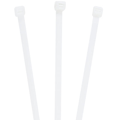 Heavy-duty 24" cable ties in natural nylon (120lb) that will not move or loosen under load. 6.6 grade nylon construction delivers permanent securing power for bundling, cables, and shipping applications. Sold by the case of 100 ties‚the cost-effective solution for high-volume industrial packaging.