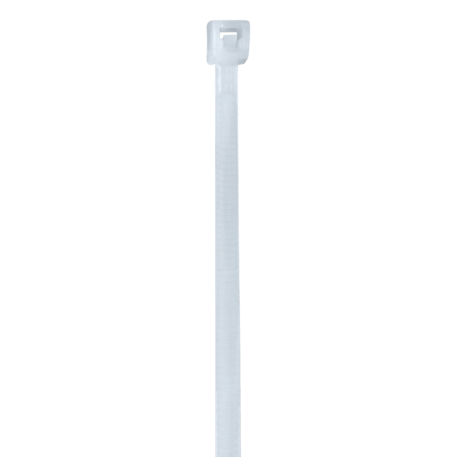 Heavy-duty 7" natural cable ties with permanent hold that won't loosen during transit or storage. 18 lb. nylon construction ensures reliable bundling for cables, wires, and industrial packages. Buy by the case (1000 ties) for maximum cost-efficiency.