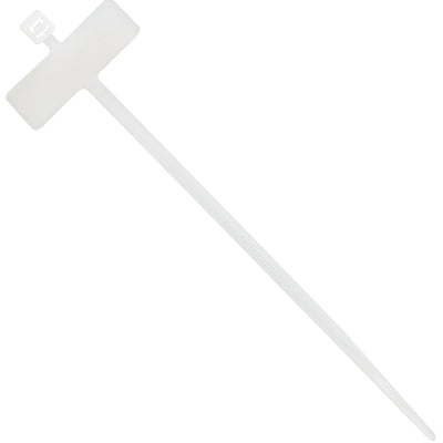 Industrial-grade 4" identification cable ties engineered for reliable bundling and item tracking. Natural nylon construction with 50 lb tensile strength and self-locking seal design. Clear, writable surface for legible labeling. Sold by the case of 1,000 ties.