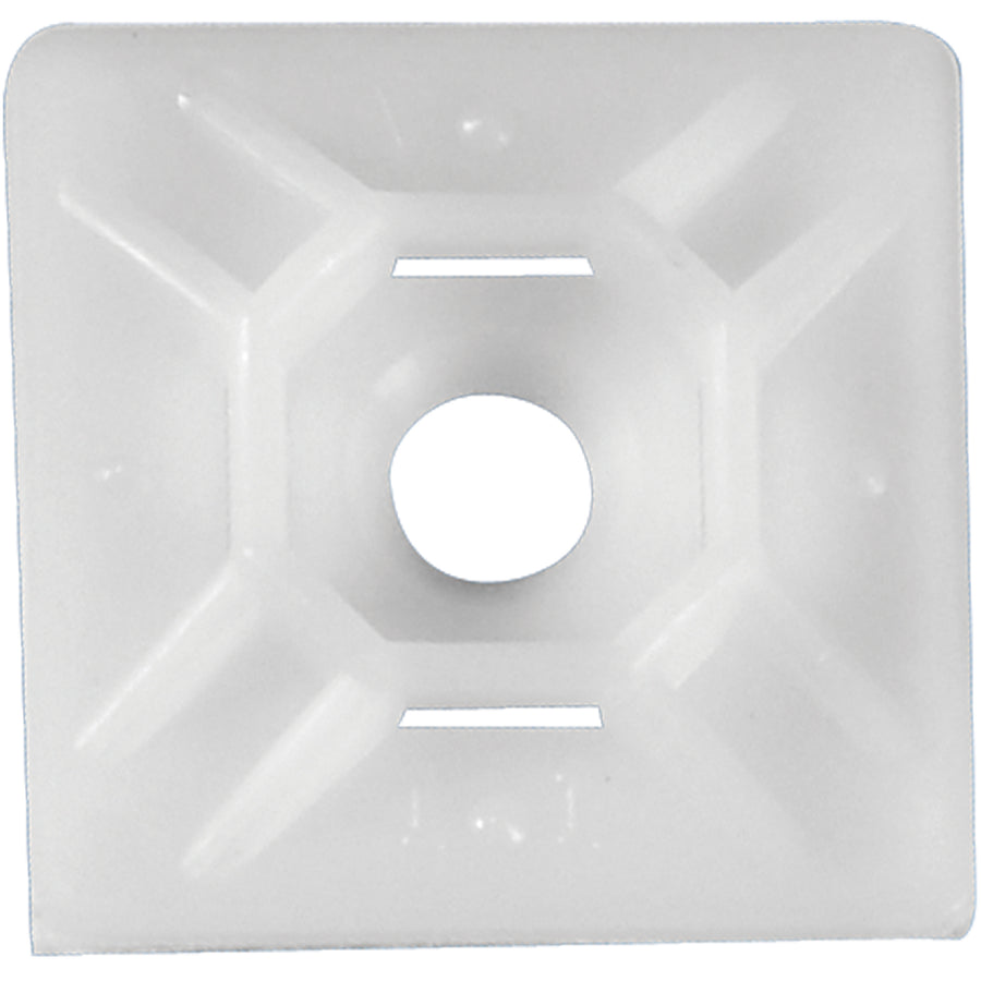 Organize and secure cables in seconds with 100 pre-mounted, adhesive-backed 1" cable tie mounts rated for up to 50 lbs. Natural finish works on metal, plastic, glass, and painted surfaces. No drilling required‚ship-ready industrial packaging solution.