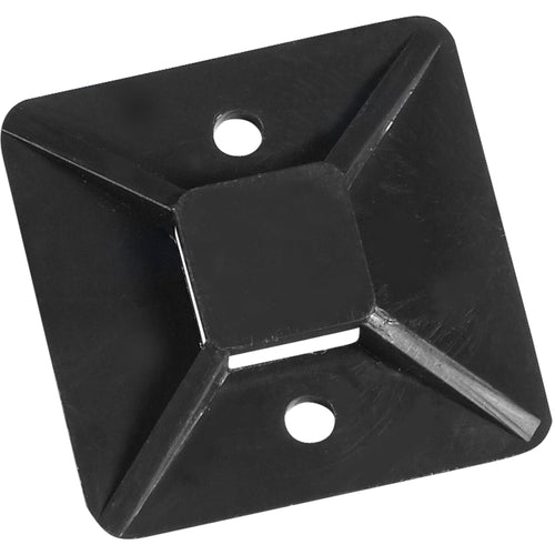 Heavy-duty 1.5" x 1.5" black adhesive cable tie mounts rated for 120 lb capacity per mount. Secure cables, wires, and bundles to walls, ceilings, desks, and floors‚no tools required. Case of 100 mounts delivers industrial-grade organization at scale.