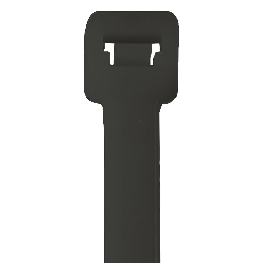 Heavy-duty 36" black cable ties with UV stabilization for outdoor and extended sun exposure. 250lb tensile strength permanently secures cords, cables, and bundles. Tamperproof locking design. Sold by the case of 100.