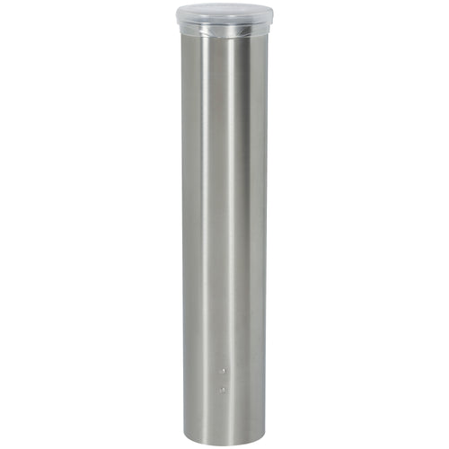 Self-adjusting stainless steel cone cup dispenser engineered for food service operations and water cooler stations. Accommodates 2.25-2.875