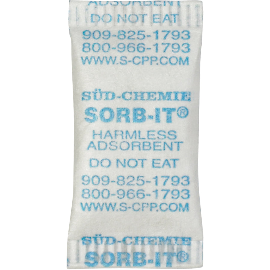 Dependable FDA-approved silica gel packets engineered for maximum moisture absorption in small, sealed packages. These durable 5/8 x 1 9/32" desiccants protect up to 24 cubic inches per packet with extremely high adsorption rates below 75°F. Order your case of 6,000 packets today for hassle-free shipping room supplies.