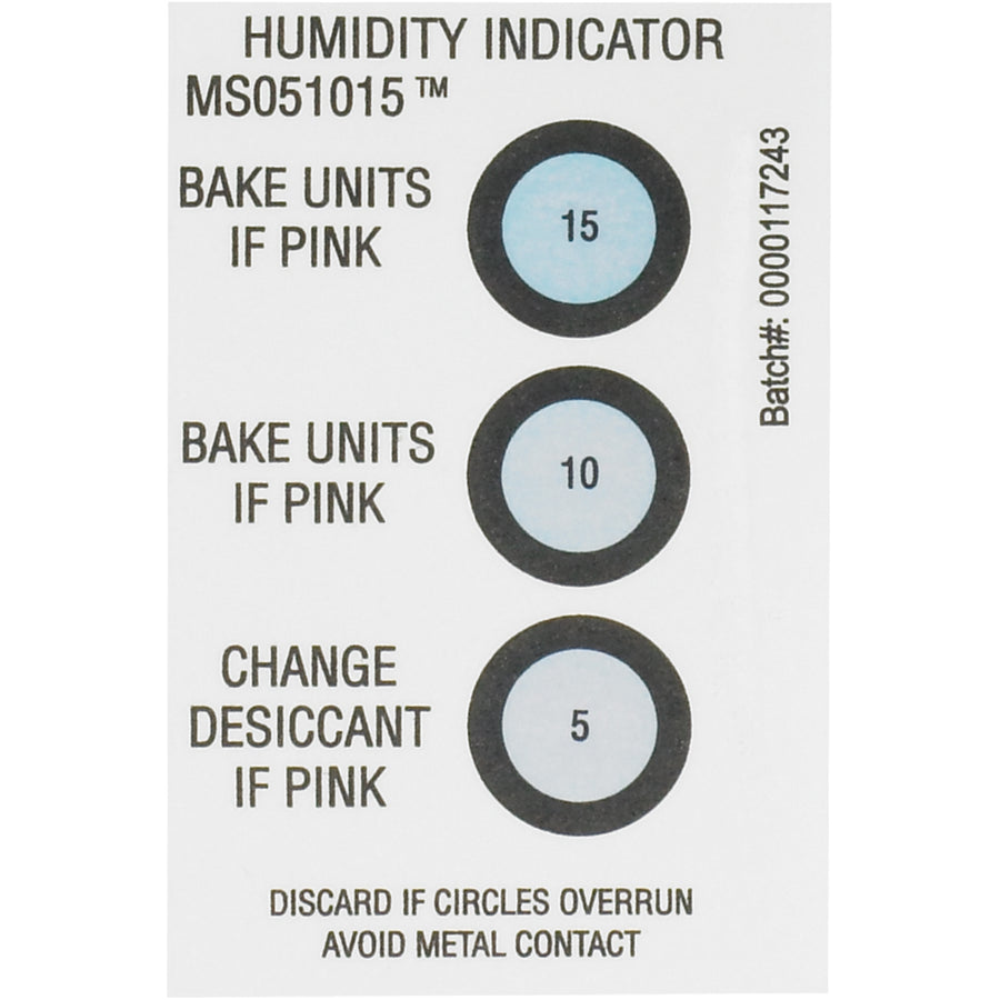 Monitor humidity levels with precision using these 2x3" color-change humidity indicators. Blue-to-pink transition clearly shows when moisture exposure occurs. Essential shipping room supplies for protecting sensitive electronics and optical equipment–sold in a case of 125 units for maximum cost efficiency.
