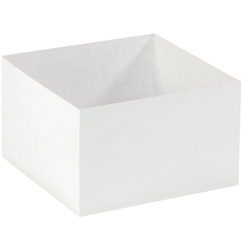 Premium 10x10x6 white chipboard box bottoms deliver upscale presentation for retail and gifting. Ships flat and folds quickly‚case of 50 units ready to pair with compatible rigid lids. High-gloss finish with white interior maximizes visual impact while keeping costs efficient.