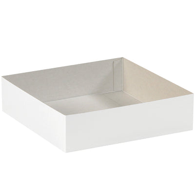 Professional-grade white chipboard gift box bottoms deliver upscale presentation for retail and gifting applications. 19" x 12" x 3" high-wall design ships flat and folds together in seconds. Sold as a case of 50 units–ideal for businesses needing cost-effective, reliable packaging.