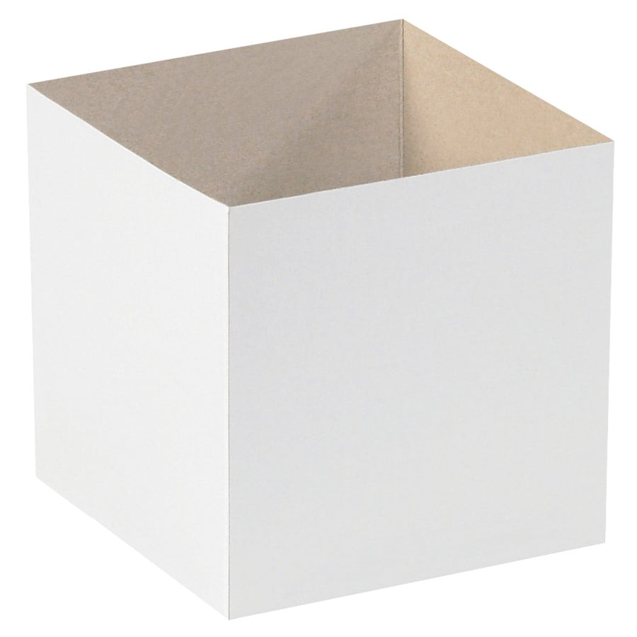 Professional-grade 6x6x6 white chipboard box bottoms designed for upscale gift and retail packaging. These high-wall fibreboard bottoms ship flat and assemble in seconds, reducing storage costs and labor time. Sold as a case of 50 and compatible with matching rigid lids (sold separately).