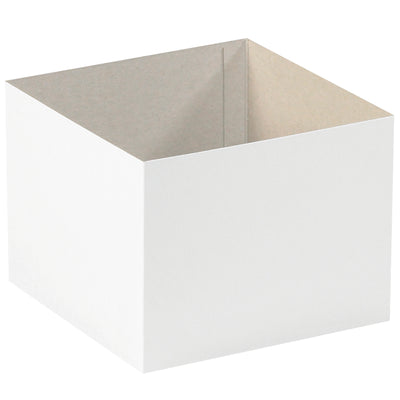 Elevate your product presentation with these 8x8x6 white deluxe gift box bottoms featuring a premium high-gloss finish. Flat-shipping chipboard construction folds quickly for efficient storage and assembly. Sold as a case of 50–pair with compatible rigid lids (sold separately) for complete retail-ready packaging.