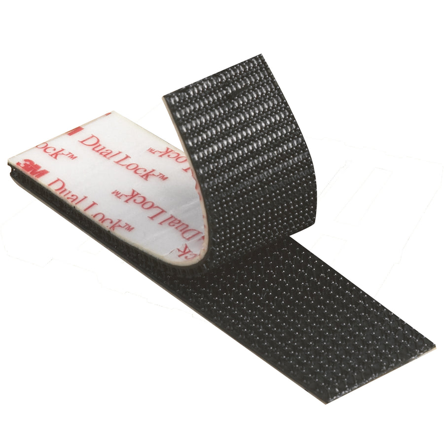 Heavy-duty 3M Dual Lock Fasteners deliver hundreds of reusable closures without permanent bonding. This 1" x 150' black roll features rigid plastic stems that interlock securely and rubber-based adhesive rated for temperatures up to 120¬∞F. Perfect for industrial applications requiring durable, repositionable fastening.