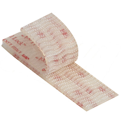 Heavy-duty 3M Dual Lock fasteners with rigid plastic stems that interlock for hundreds of reusable closures without adhesive degradation. This 1" x 150' roll of clear hook and loop tape features acrylic adhesive backing and delivers 75 feet of usable product per roll. Case of 2 rolls rated for temperatures up to 200¬∞F with excellent UV, moisture, and solvent resistance for indoor/outdoor industrial applications.