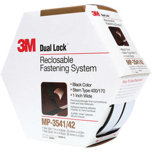 Heavy-duty 3M Dual Lock fasteners deliver hundreds of reusable closures without permanent bonding. Each case includes 5 packs of 1