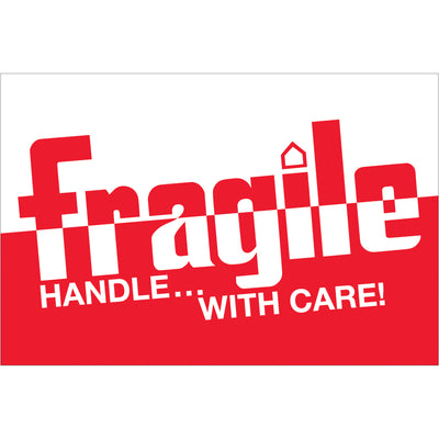 High-visibility 2" x 3" fragile handling labels printed on durable semi-gloss coated paper demand immediate attention in busy shipping environments. Each roll contains 500 labels‚the standard size that fits most carton labeling workflows. Bold red and white design ensures international recognition and regulatory compliance for fragile shipment handling.
