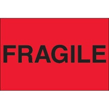 2x3 "Fragile" Fluorescent Red Labels
