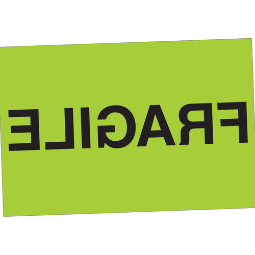 2x3 Fluorescent Green Semi-Gloss Paper Fragile Labels 500/Roll DL1056