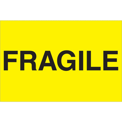 Maximize shipment visibility with 2x3" fluorescent yellow fragile labels printed on durable semi-gloss coated paper. Each roll contains 500 labels designed to meet international shipping compliance standards. Bold, high-contrast design ensures your fragile items get proper handling from warehouse to destination.