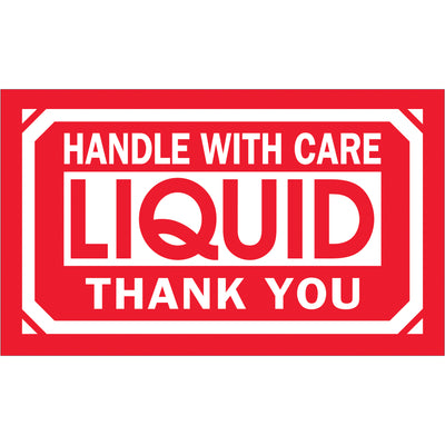 High-visibility 3x5" Handle With Care labels instantly identify fragile glass and liquid contents in your shipments. Printed on durable semi-gloss coated paper with bold red/white design for maximum impact. Sold as 500-label rolls with compatible dispensers available.