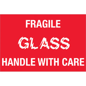 Instantly identify fragile glass and liquid shipments with bold red 2x3" warning labels printed on durable semi-gloss coated paper. Each roll contains 500 labels, delivering professional appearance and regulatory compliance for high-volume shipping operations. Compatible with tabletop and wall-mount dispensers for streamlined warehouse workflows.