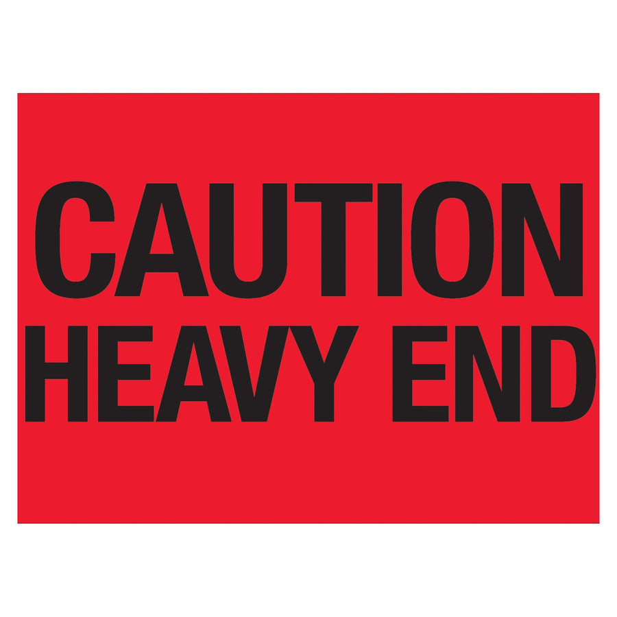 2x3 Fluorescent Red Caution Heavy End Labels Semi-Gloss 500/Roll DL1073 - alias listing
