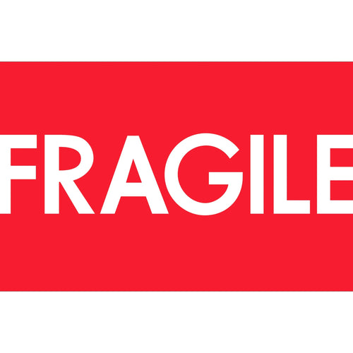 3x5 Fluorescent Red Semi-Gloss Fragile Labels 500/Roll DL1082 - alias listing