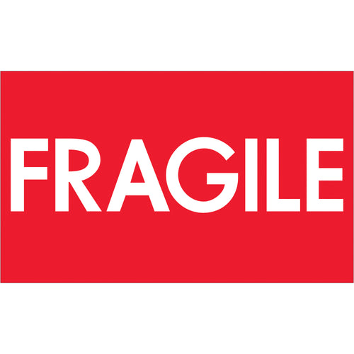 These high-gloss fluorescent red fragile labels command immediate attention from handlers and carriers. Each 3