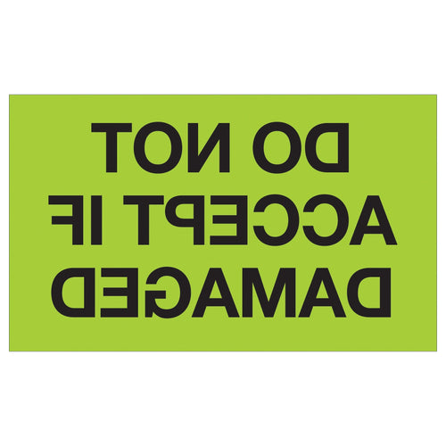 3x5 Fluorescent Green Do Not Accept If Damaged Labels 500/Roll DL1086 - alias listing