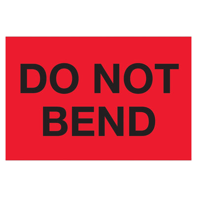 3x5 Fluorescent Red Do Not Bend Labels Semi-Gloss 500/Roll DL1087 - alias listing