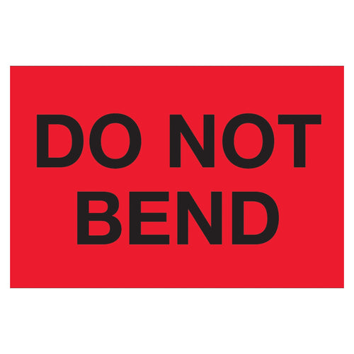 3x5 Fluorescent Red Do Not Bend Labels Semi-Gloss 500/Roll DL1087 - alias listing