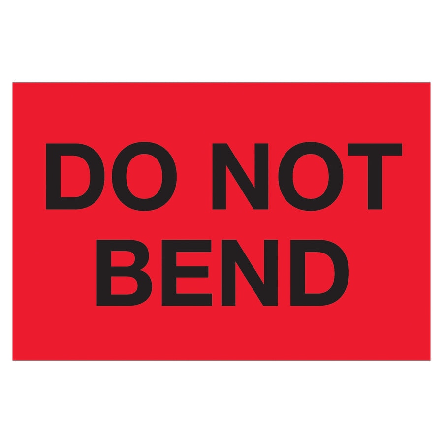 3x5 Fluorescent Red Do Not Bend Labels Semi-Gloss 500/Roll DL1087 - alias listing