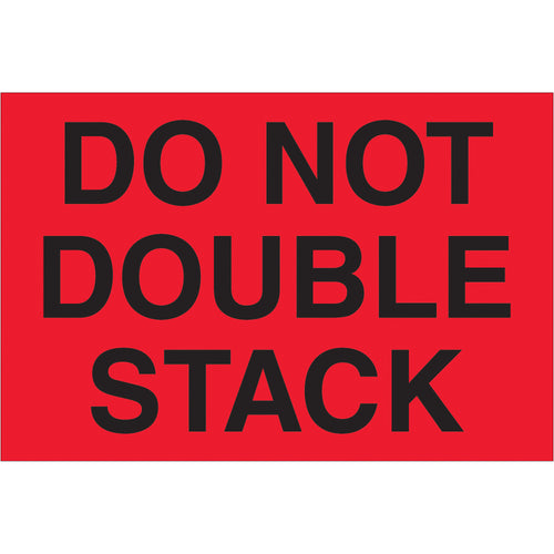 High-visibility fluorescent red Do Not Double Stack labels in 2