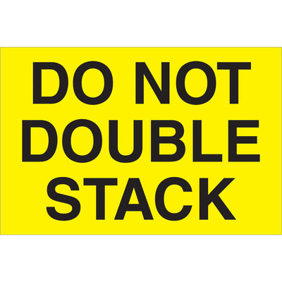 Bright fluorescent yellow 2x3 do not double stack labels on semi-gloss coated paper‚500 labels per roll for maximum visibility in transit. Recognized across international shipping standards for reliable cargo protection. Easy application with compatible tabletop or wall-mount dispensers.