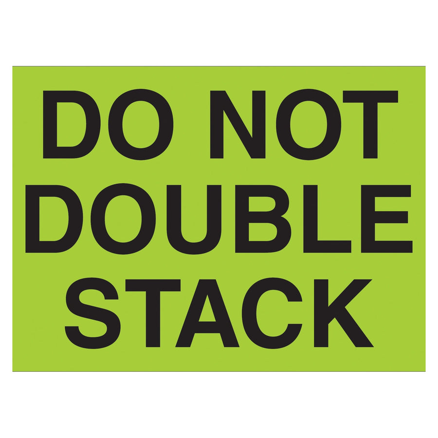 2x3 Fluorescent Green Do Not Double Stack Labels Semi-Gloss 500/Roll DL1097 - alias listing