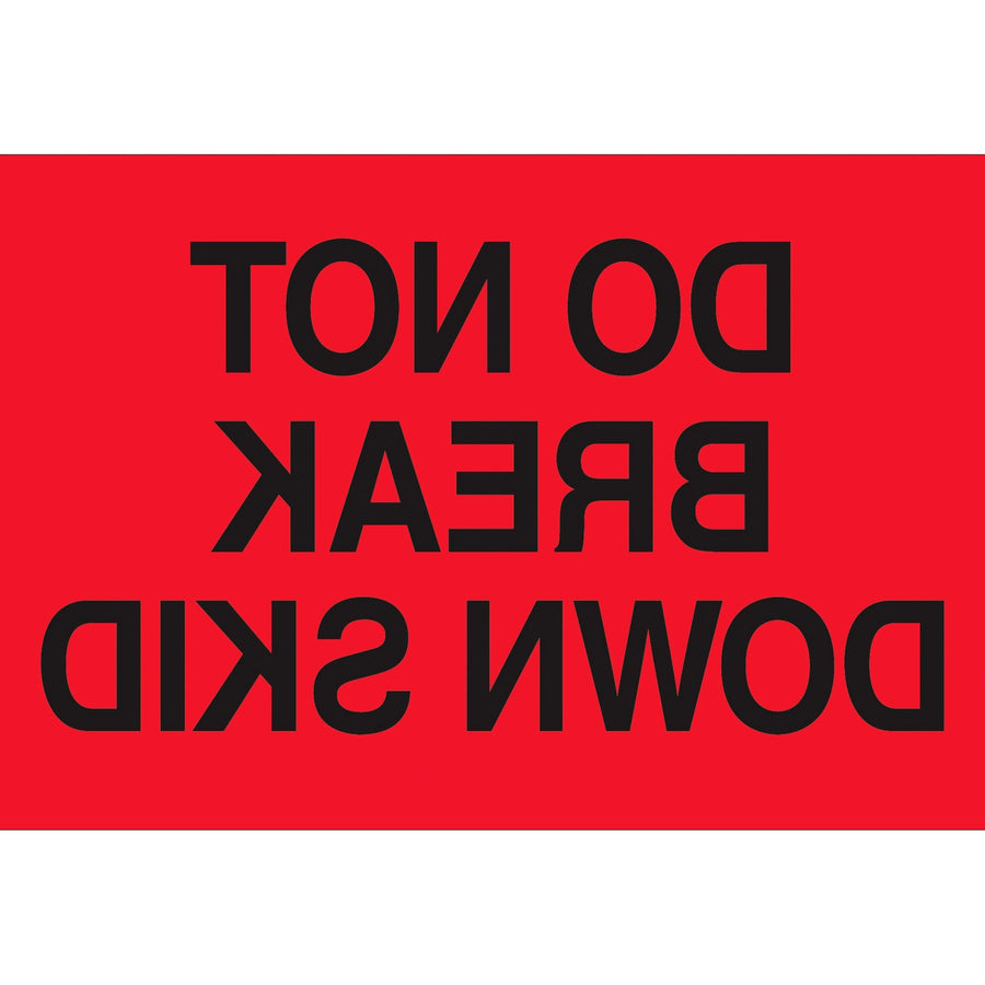 2x3 Fluorescent Red Do Not Break Down Skid Labels Semi-Gloss 500/Roll DL1100 - alias listing