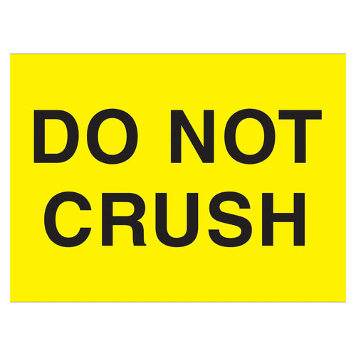 2x3 Fluorescent Yellow Do Not Crush Labels Semi-Gloss 500/Roll DL1105 - alias listing