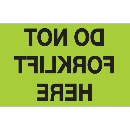 3x5 Fluorescent Green Do Not Forklift Labels Semi-Gloss 500/Roll DL1108 - alias listing